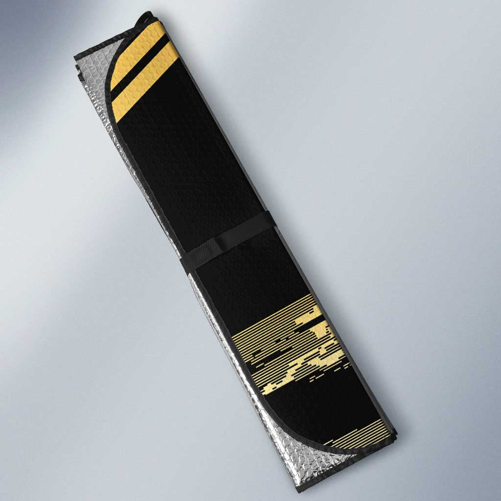 Zimbabwe Rugby Custom Auto Sun Shade Come On Sables Gold Black Version - Wonder Print Shop