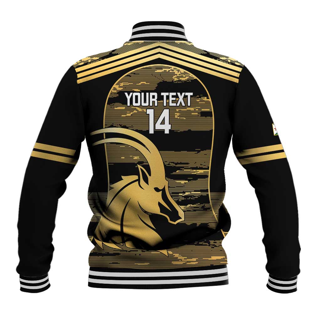 Zimbabwe Rugby Custom Baseball Jacket Come On Sables Gold Black Version - Wonder Print Shop