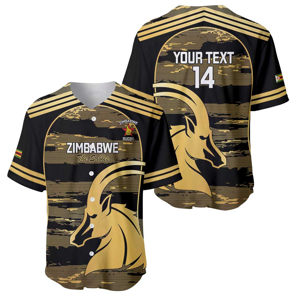 Zimbabwe Rugby Custom Baseball Jersey Come On Sables Gold Black Version - Wonder Print Shop