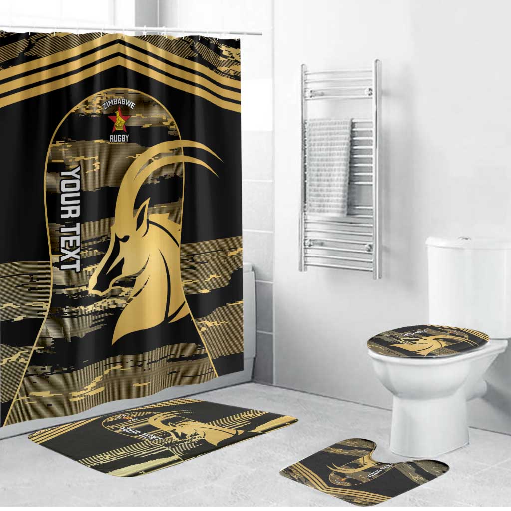 Zimbabwe Rugby Custom Bathroom Set Come On Sables Gold Black Version - Wonder Print Shop