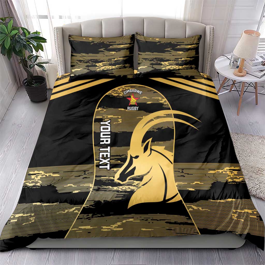 Zimbabwe Rugby Custom Bedding Set Come On Sables Gold Black Version - Wonder Print Shop