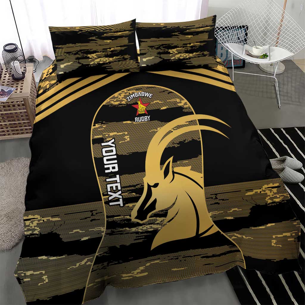 Zimbabwe Rugby Custom Bedding Set Come On Sables Gold Black Version - Wonder Print Shop