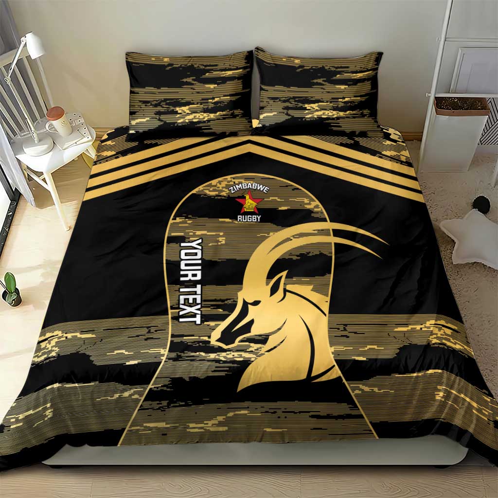 Zimbabwe Rugby Custom Bedding Set Come On Sables Gold Black Version - Wonder Print Shop