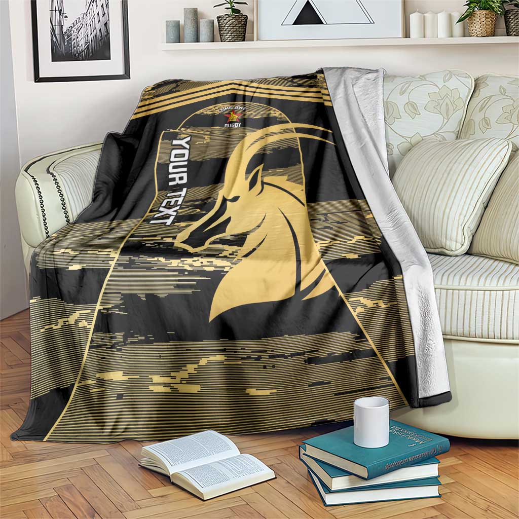 Zimbabwe Rugby Custom Blanket Come On Sables Gold Black Version - Wonder Print Shop