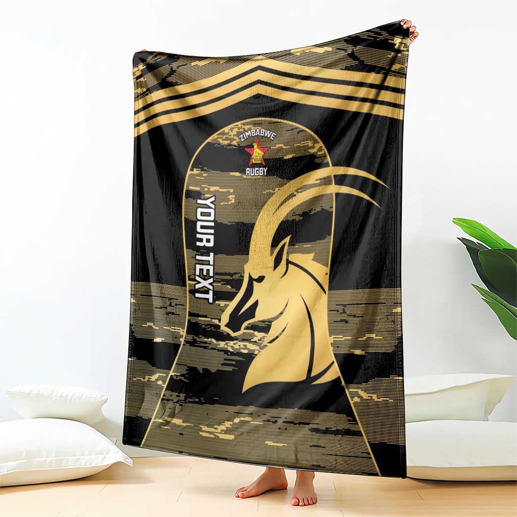 Zimbabwe Rugby Custom Blanket Come On Sables Gold Black Version - Wonder Print Shop