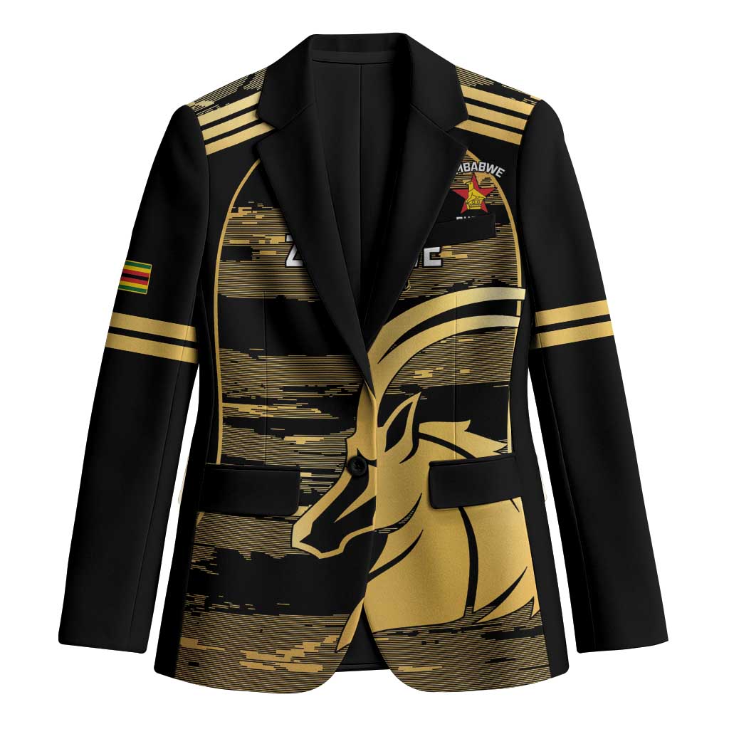 Zimbabwe Rugby Custom Blazer Come On Sables Gold Black Version - Wonder Print Shop