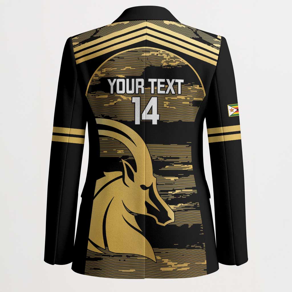 Zimbabwe Rugby Custom Blazer Come On Sables Gold Black Version - Wonder Print Shop