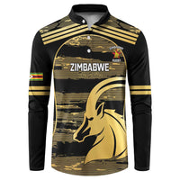 Zimbabwe Rugby Custom Button Sweatshirt Come On Sables Gold Black Version - Wonder Print Shop