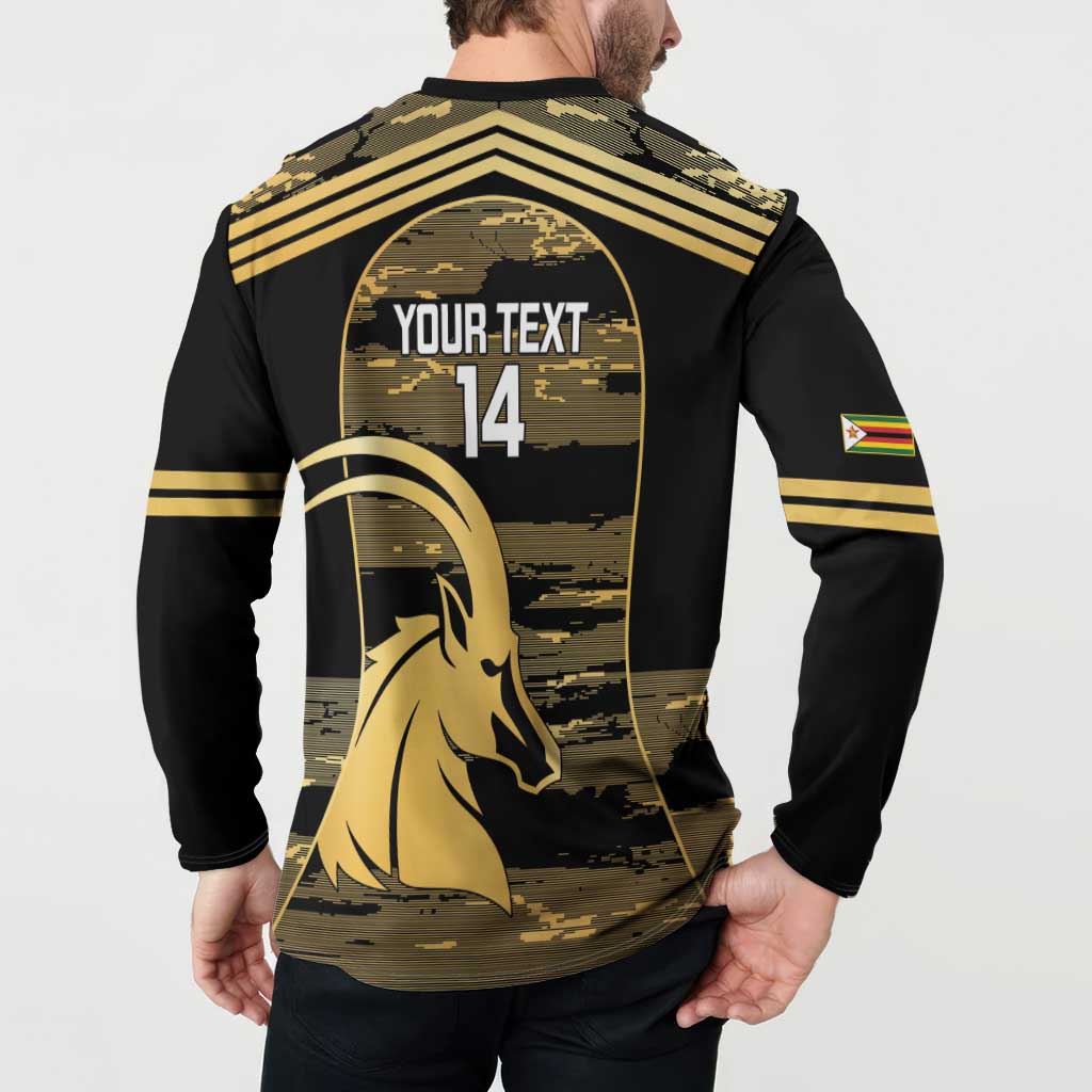 Zimbabwe Rugby Custom Button Sweatshirt Come On Sables Gold Black Version - Wonder Print Shop