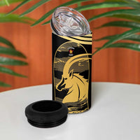 Zimbabwe Rugby Custom 4 in 1 Can Cooler Tumbler Come On Sables Gold Black Version - Wonder Print Shop