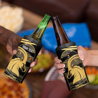 Zimbabwe Rugby Custom 4 in 1 Can Cooler Tumbler Come On Sables Gold Black Version - Wonder Print Shop