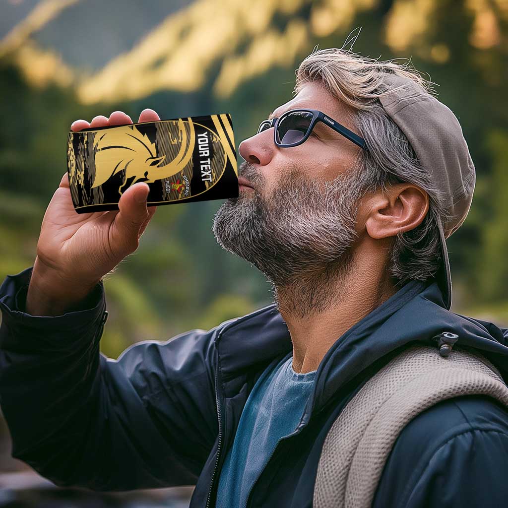 Zimbabwe Rugby Custom 4 in 1 Can Cooler Tumbler Come On Sables Gold Black Version - Wonder Print Shop