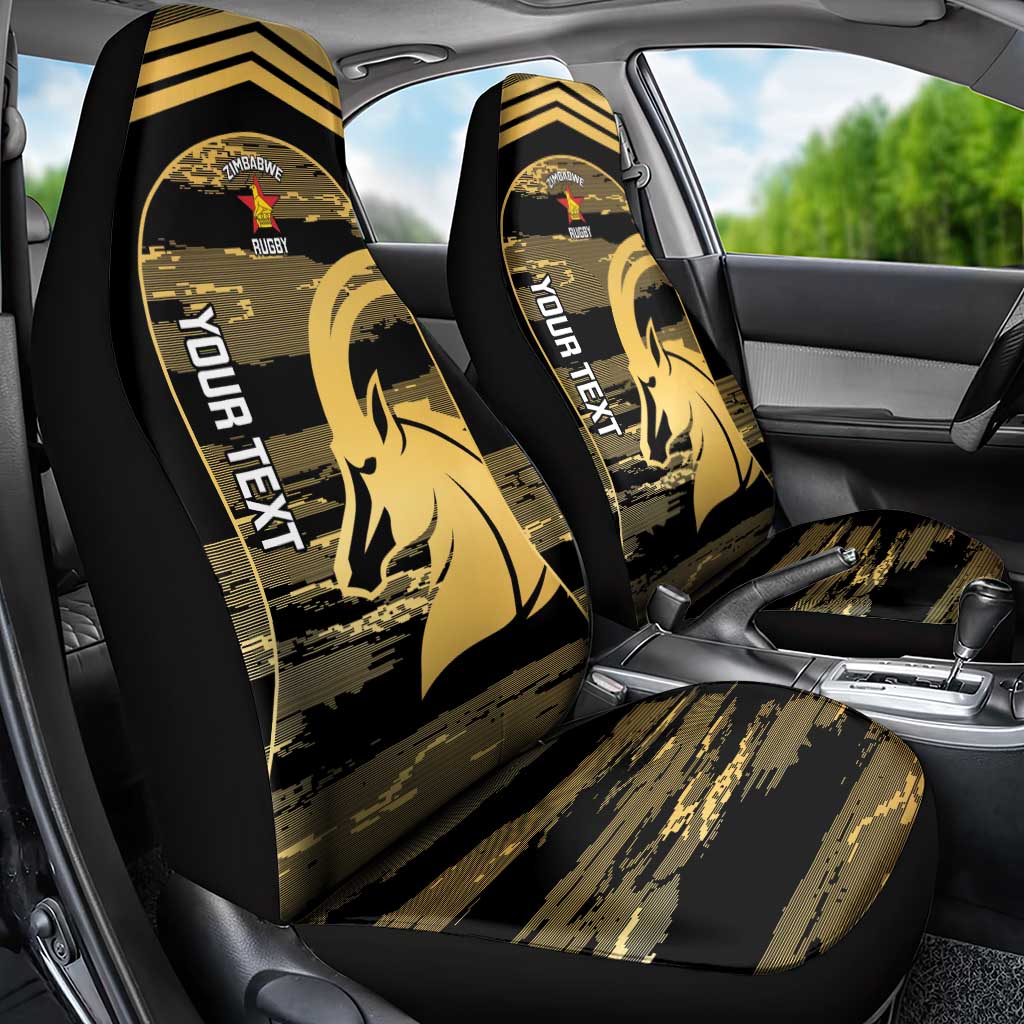 Zimbabwe Rugby Custom Car Seat Cover Come On Sables Gold Black Version - Wonder Print Shop
