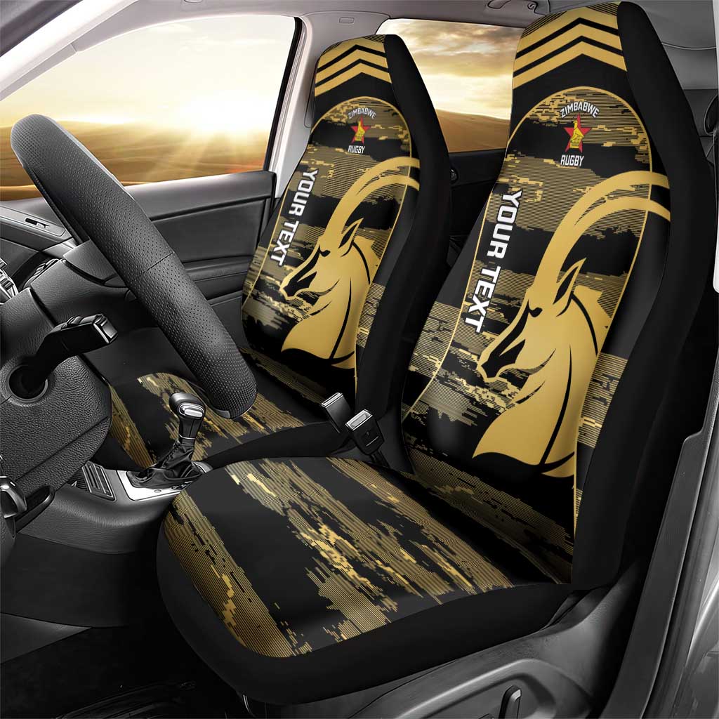 Zimbabwe Rugby Custom Car Seat Cover Come On Sables Gold Black Version - Wonder Print Shop