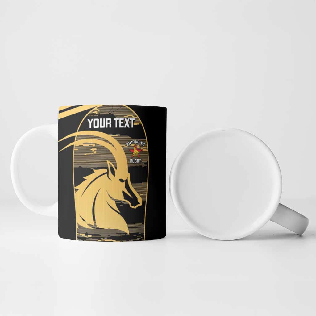 Zimbabwe Rugby Custom Ceramic Mug Come On Sables Gold Black Version - Wonder Print Shop