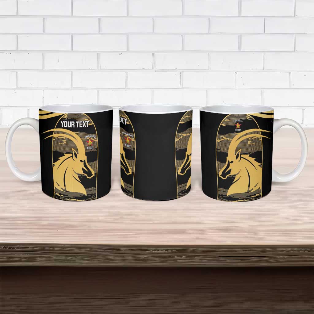 Zimbabwe Rugby Custom Ceramic Mug Come On Sables Gold Black Version - Wonder Print Shop