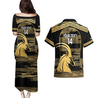 Zimbabwe Rugby Custom Couples Matching Puletasi and Hawaiian Shirt Come On Sables Gold Black Version - Wonder Print Shop