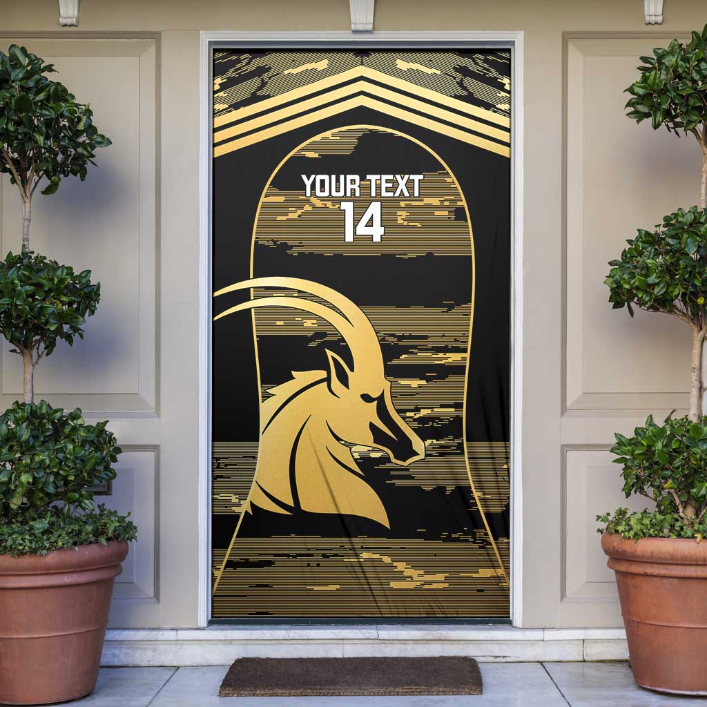 Zimbabwe Rugby Custom Door Cover Come On Sables Gold Black Version - Wonder Print Shop