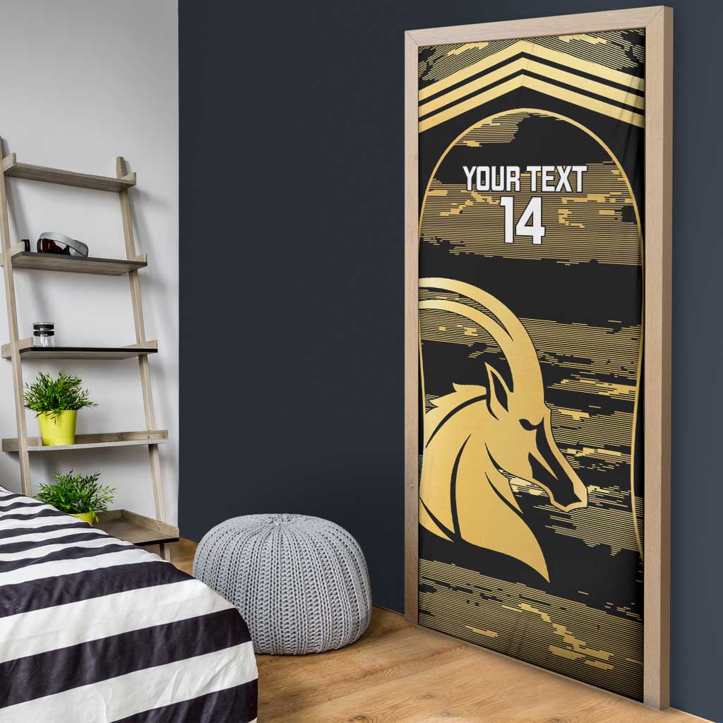 Zimbabwe Rugby Custom Door Cover Come On Sables Gold Black Version - Wonder Print Shop
