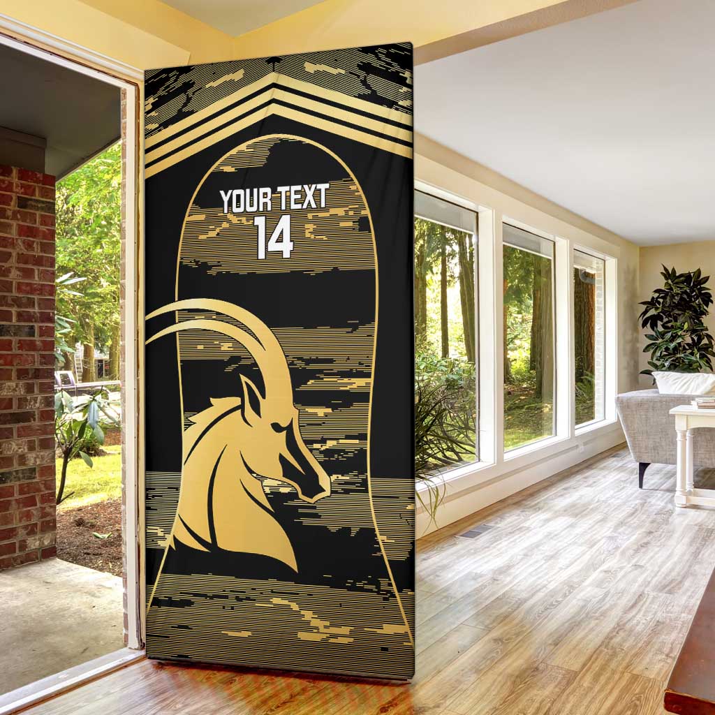 Zimbabwe Rugby Custom Door Cover Come On Sables Gold Black Version - Wonder Print Shop