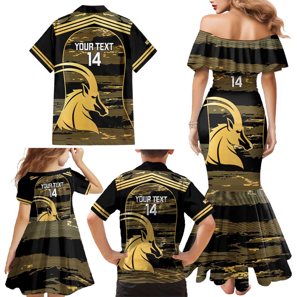 Zimbabwe Rugby Custom Family Matching Mermaid Dress and Hawaiian Shirt Come On Sables Gold Black Version - Wonder Print Shop