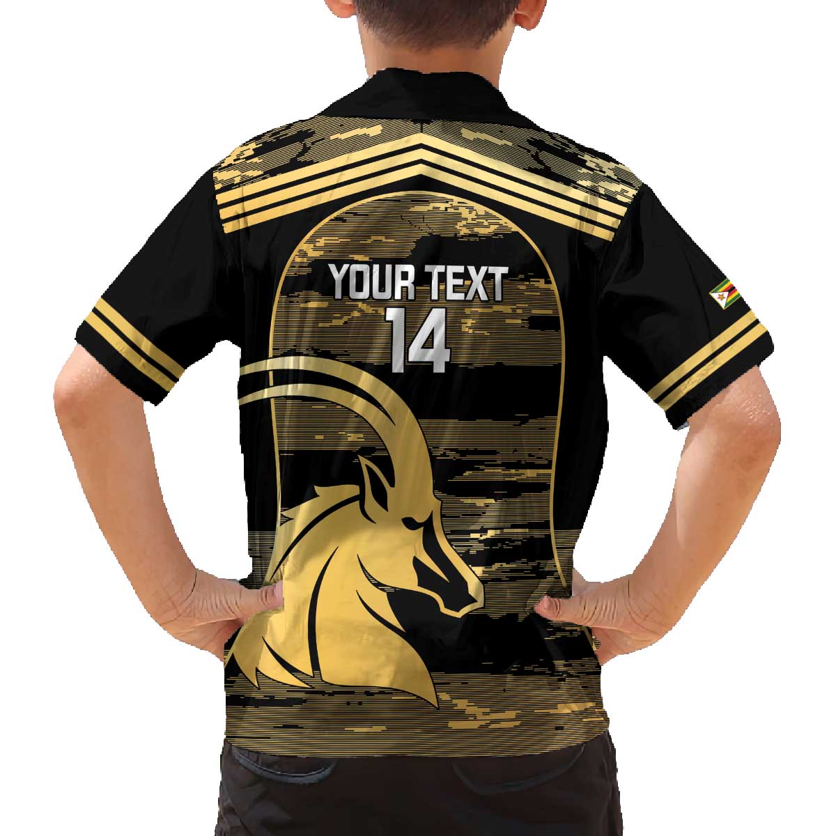 Zimbabwe Rugby Custom Family Matching Off The Shoulder Long Sleeve Dress and Hawaiian Shirt Come On Sables Gold Black Version - Wonder Print Shop