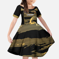 Zimbabwe Rugby Custom Family Matching Off Shoulder Maxi Dress and Hawaiian Shirt Come On Sables Gold Black Version - Wonder Print Shop