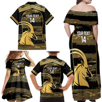 Zimbabwe Rugby Custom Family Matching Off Shoulder Maxi Dress and Hawaiian Shirt Come On Sables Gold Black Version - Wonder Print Shop