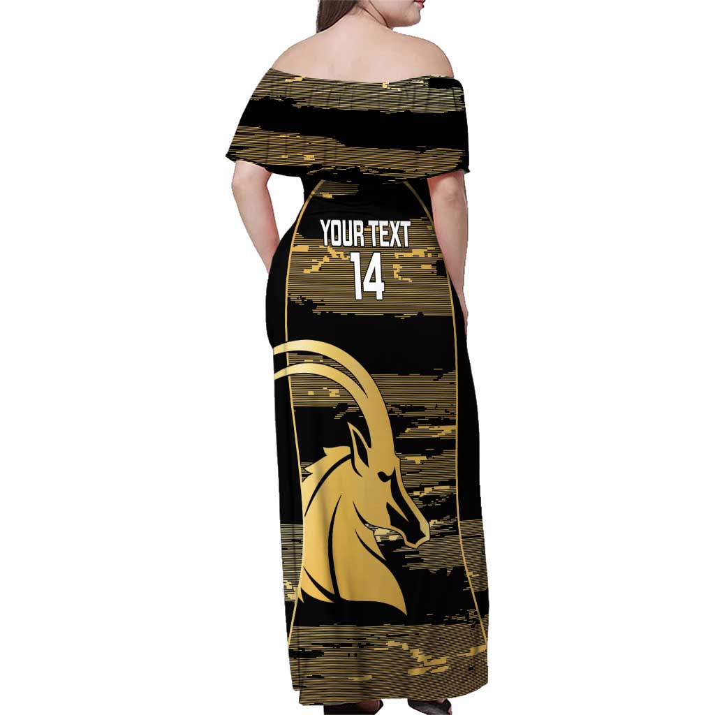 Zimbabwe Rugby Custom Family Matching Off Shoulder Maxi Dress and Hawaiian Shirt Come On Sables Gold Black Version - Wonder Print Shop