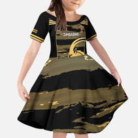 Zimbabwe Rugby Custom Family Matching Puletasi and Hawaiian Shirt Come On Sables Gold Black Version - Wonder Print Shop