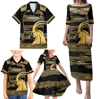 Zimbabwe Rugby Custom Family Matching Puletasi and Hawaiian Shirt Come On Sables Gold Black Version - Wonder Print Shop