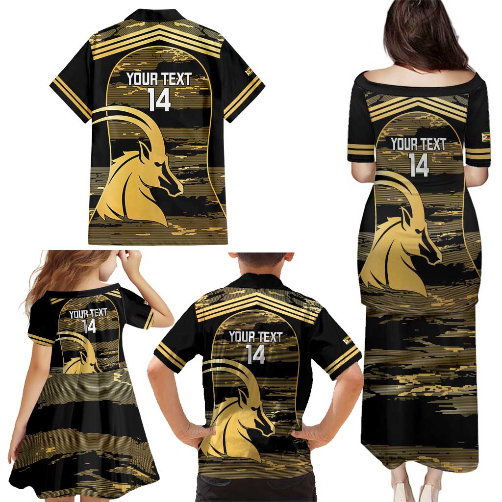 Zimbabwe Rugby Custom Family Matching Puletasi and Hawaiian Shirt Come On Sables Gold Black Version - Wonder Print Shop