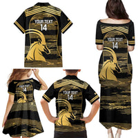 Zimbabwe Rugby Custom Family Matching Puletasi and Hawaiian Shirt Come On Sables Gold Black Version - Wonder Print Shop