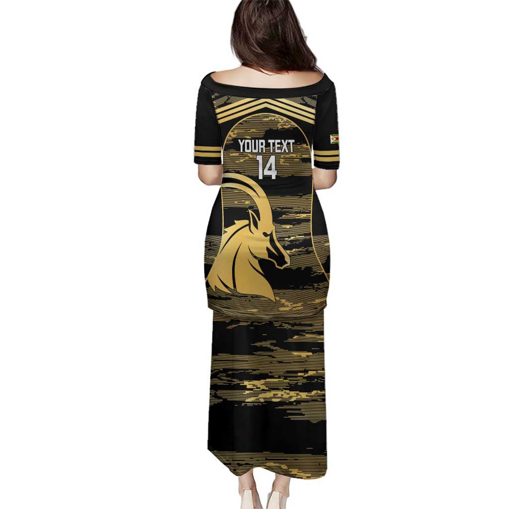 Zimbabwe Rugby Custom Family Matching Puletasi and Hawaiian Shirt Come On Sables Gold Black Version - Wonder Print Shop