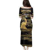 Zimbabwe Rugby Custom Family Matching Puletasi and Hawaiian Shirt Come On Sables Gold Black Version - Wonder Print Shop