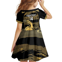 Zimbabwe Rugby Custom Family Matching Short Sleeve Bodycon Dress and Hawaiian Shirt Come On Sables Gold Black Version - Wonder Print Shop