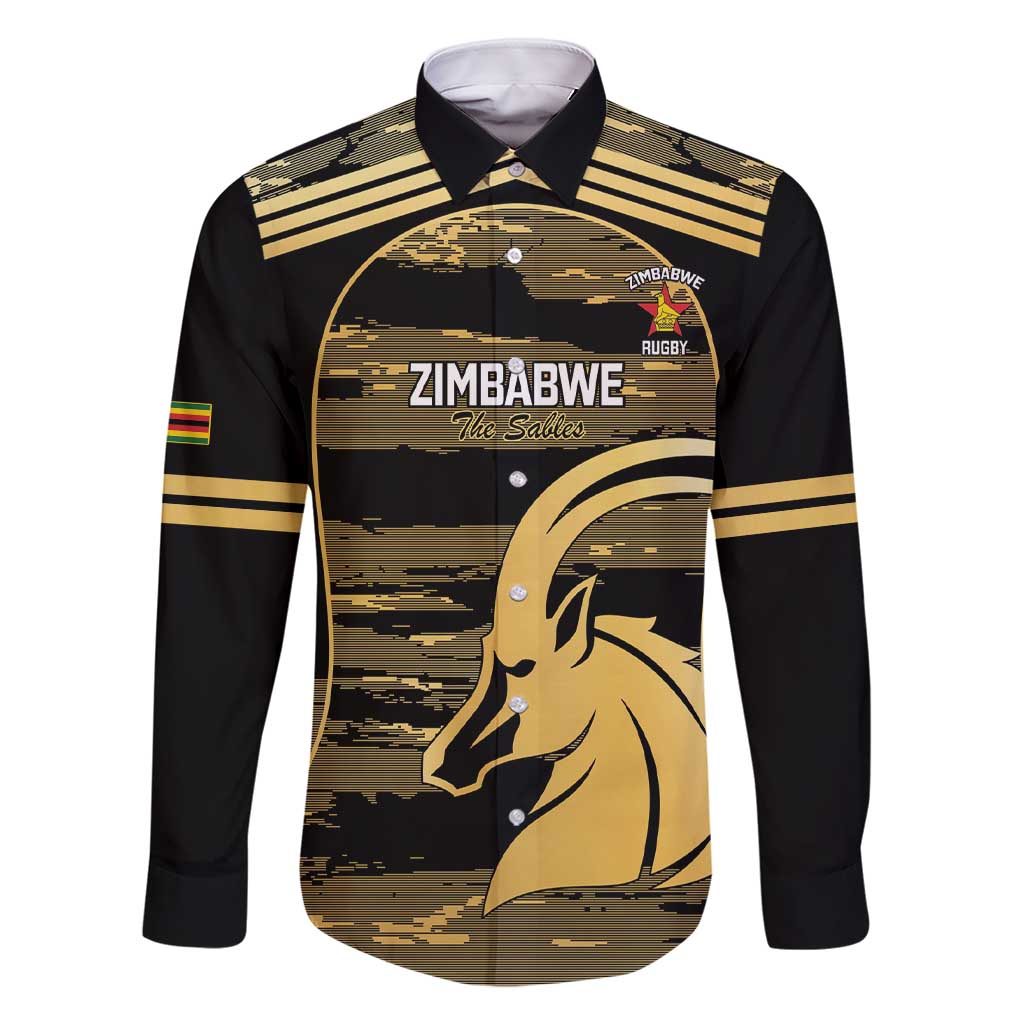 Zimbabwe Rugby Custom Family Matching Short Sleeve Bodycon Dress and Hawaiian Shirt Come On Sables Gold Black Version - Wonder Print Shop