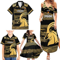 Zimbabwe Rugby Custom Family Matching Summer Maxi Dress and Hawaiian Shirt Come On Sables Gold Black Version - Wonder Print Shop