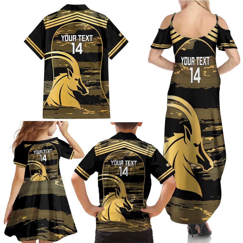 Zimbabwe Rugby Custom Family Matching Summer Maxi Dress and Hawaiian Shirt Come On Sables Gold Black Version - Wonder Print Shop