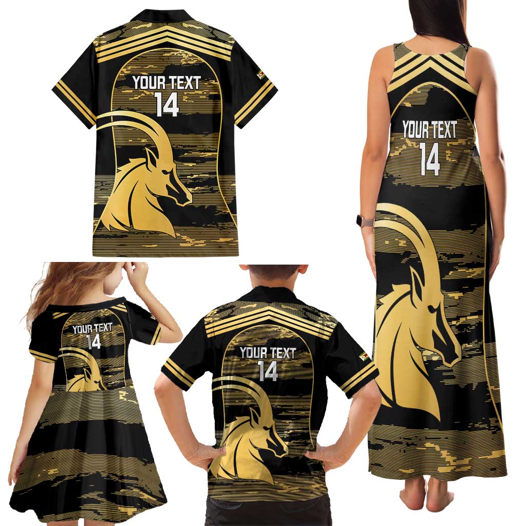 Zimbabwe Rugby Custom Family Matching Tank Maxi Dress and Hawaiian Shirt Come On Sables Gold Black Version - Wonder Print Shop