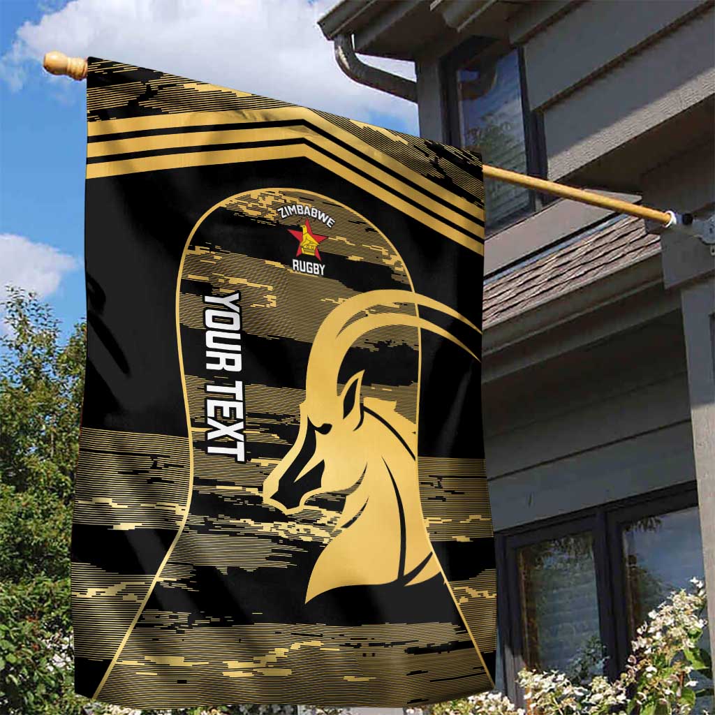 Zimbabwe Rugby Custom Garden Flag Come On Sables Gold Black Version - Wonder Print Shop