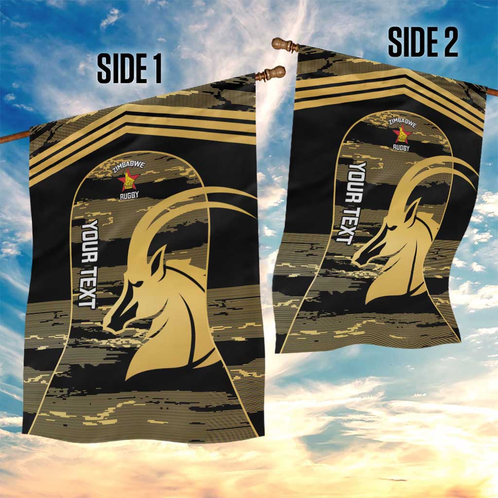 Zimbabwe Rugby Custom Garden Flag Come On Sables Gold Black Version - Wonder Print Shop