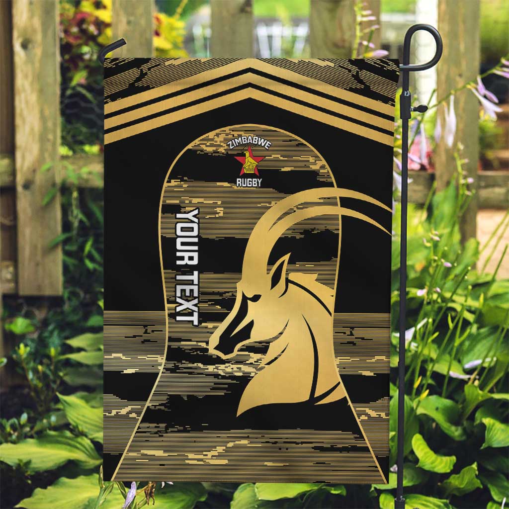 Zimbabwe Rugby Custom Garden Flag Come On Sables Gold Black Version - Wonder Print Shop