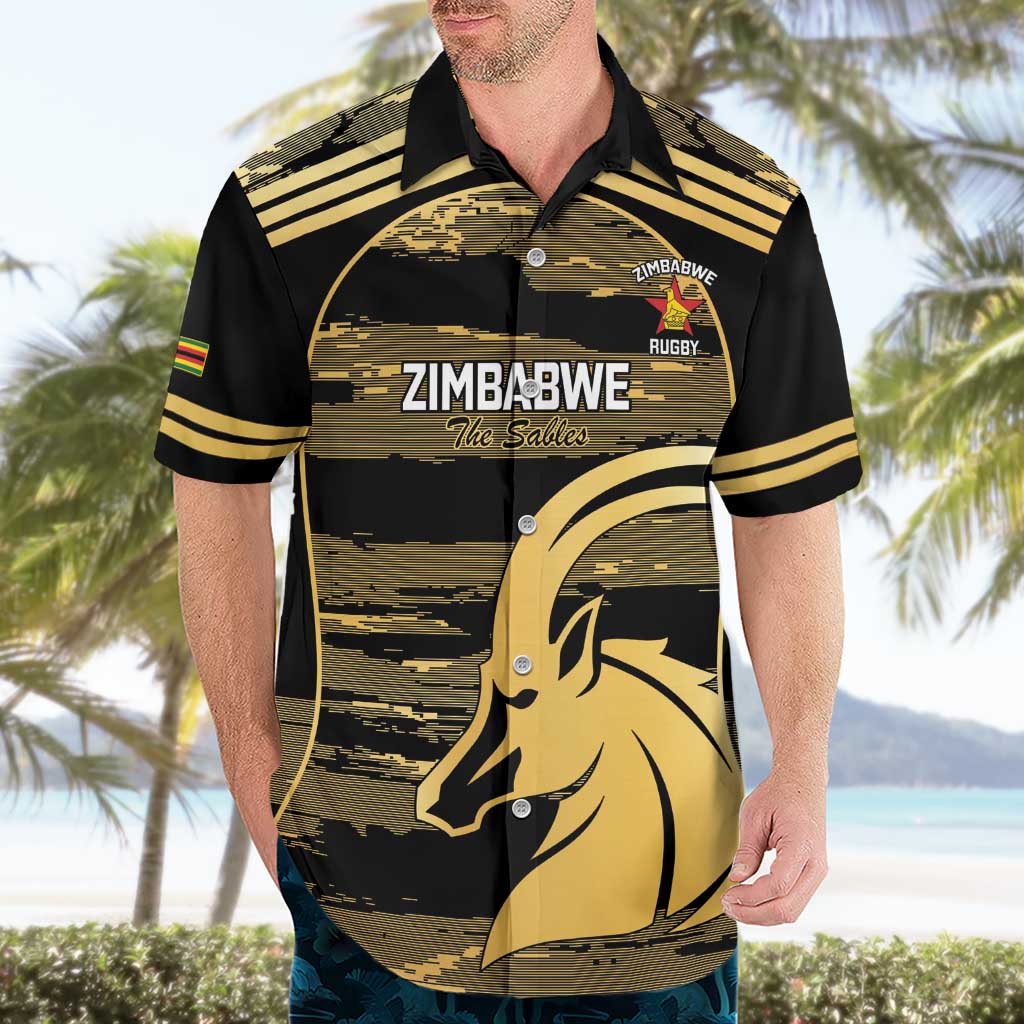 Zimbabwe Rugby Custom Hawaiian Shirt Come On Sables Gold Black Version - Wonder Print Shop