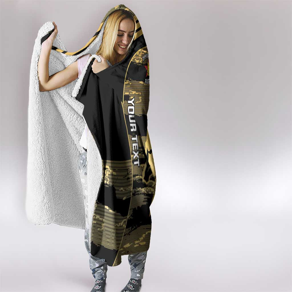 Zimbabwe Rugby Custom Hooded Blanket Come On Sables Gold Black Version - Wonder Print Shop