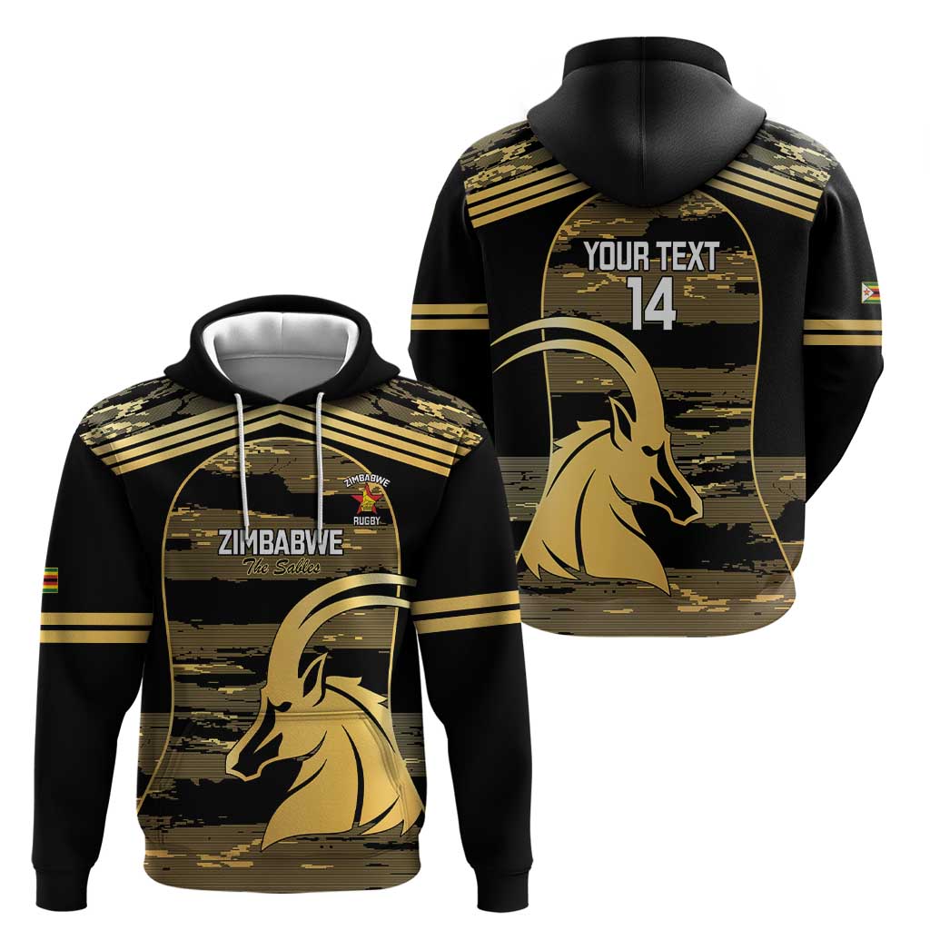 Zimbabwe Rugby Custom Hoodie Come On Sables Gold Black Version - Wonder Print Shop