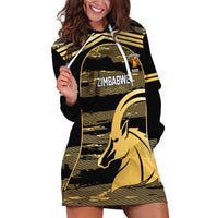 Zimbabwe Rugby Custom Hoodie Dress Come On Sables Gold Black Version - Wonder Print Shop