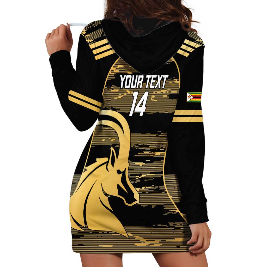 Zimbabwe Rugby Custom Hoodie Dress Come On Sables Gold Black Version - Wonder Print Shop
