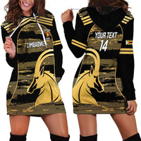 Zimbabwe Rugby Custom Hoodie Dress Come On Sables Gold Black Version - Wonder Print Shop