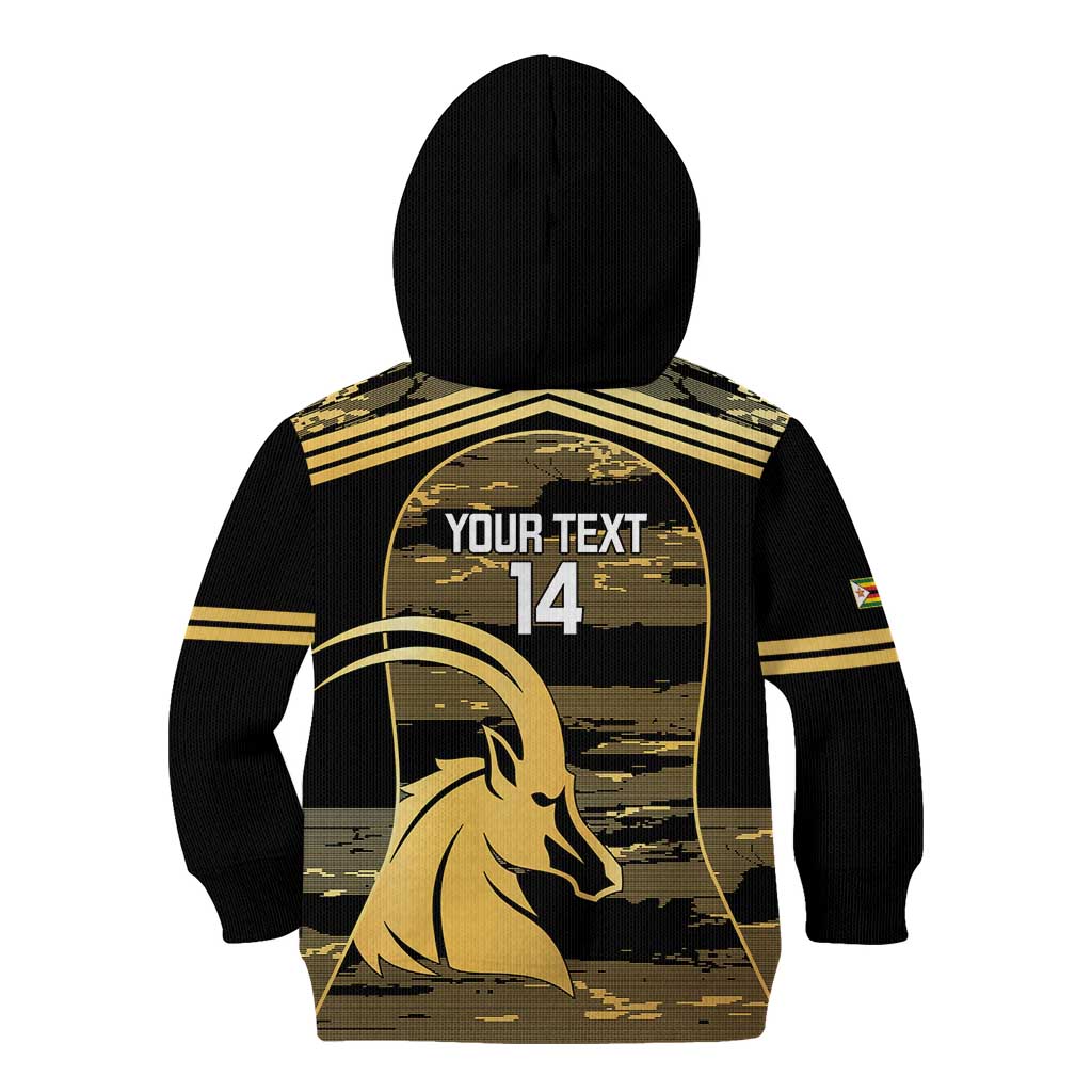 Zimbabwe Rugby Custom Kid Hoodie Come On Sables Gold Black Version - Wonder Print Shop